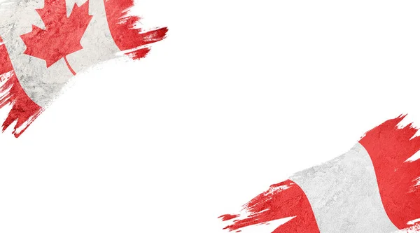 Flaggen von Kanada und Peru auf weißem Hintergrund — Stockfoto